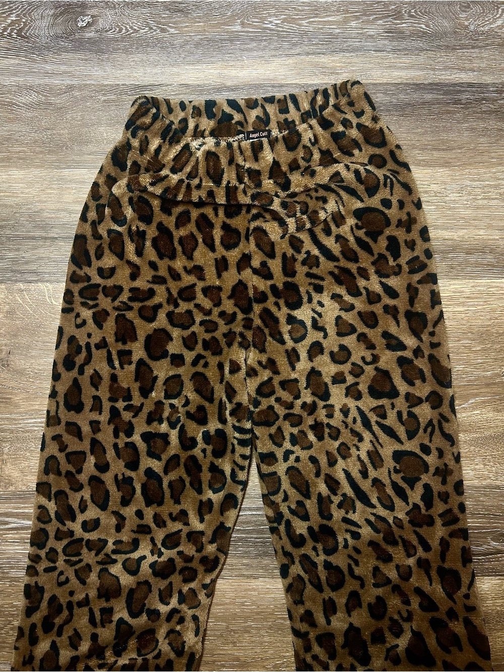 Angel Cult Leopard Print Plush Flare Pants Size S